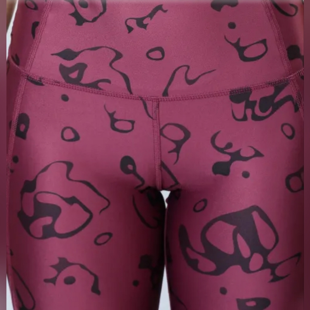 Under Armour Women's Deep Maroon Ankle Crop Ako Print Leggings - Picture 9 of 11